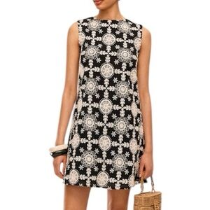 Embroidered Cotton Sleeveless Shift Dress